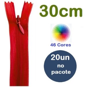 Ziper Invisível Nylon 30cm Pacote com 50un
