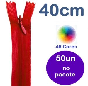 Ziper Invisível Nylon 40cm Pacote com 50un