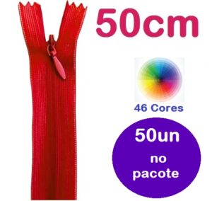 Ziper Invisível Nylon 50cm Pacote com 50un