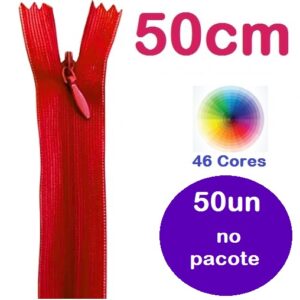 Ziper Invisível Nylon 50cm Pacote com 50un