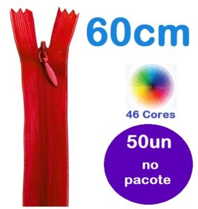 Ziper Invisível Nylon 60cm Pacote com 50un