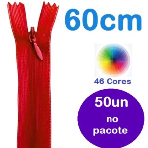 Ziper Invisível Nylon 60cm Pacote com 50un